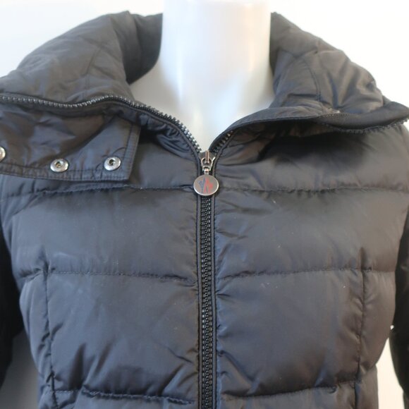 Moncler Flamme Giubbotto Black Zip Hooded Goose Down Midi Puffer Coat 0 US/XS - Picture 3 of 16
